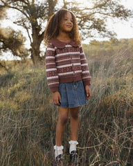 Rylee + Cru Fair Isle Cardigan, Mulberry Stripe
