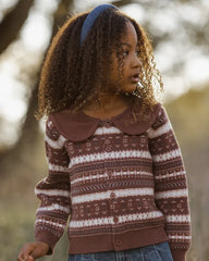 Rylee + Cru Fair Isle Cardigan, Mulberry Stripe