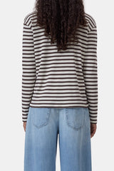 Striped Cotton Longsleeve in Mahagony Brown