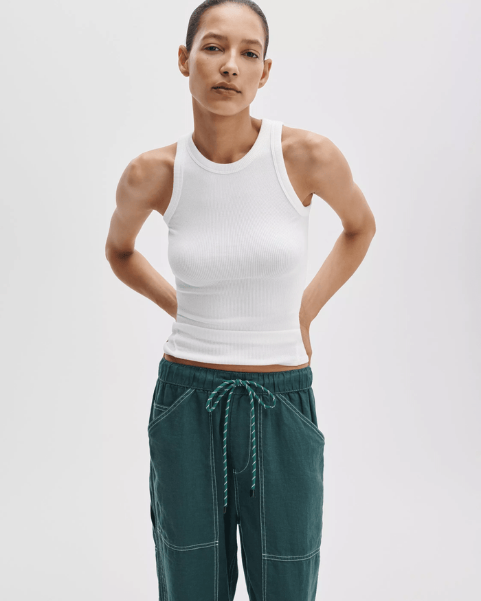 The Essential Rib Muscle Tank in White