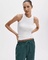 The Essential Rib Muscle Tank in White