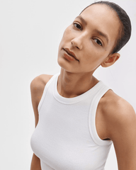 The Essential Rib Muscle Tank in White