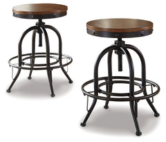 Ashley Furniture - Valebeck 24" Swivel Barstool - Brown - Dark Brown Wood|Metal - Stools