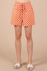 Hazel Blues® |  Ces Femme Checkered Round Neck Top and Shorts Set