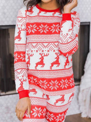 Hazel Blues® |  Christmas Element Round Neck Top and Pants Set