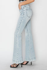 Hazel Blues® |  Risen High Rise Front Patch Pocket Flare Jeans
