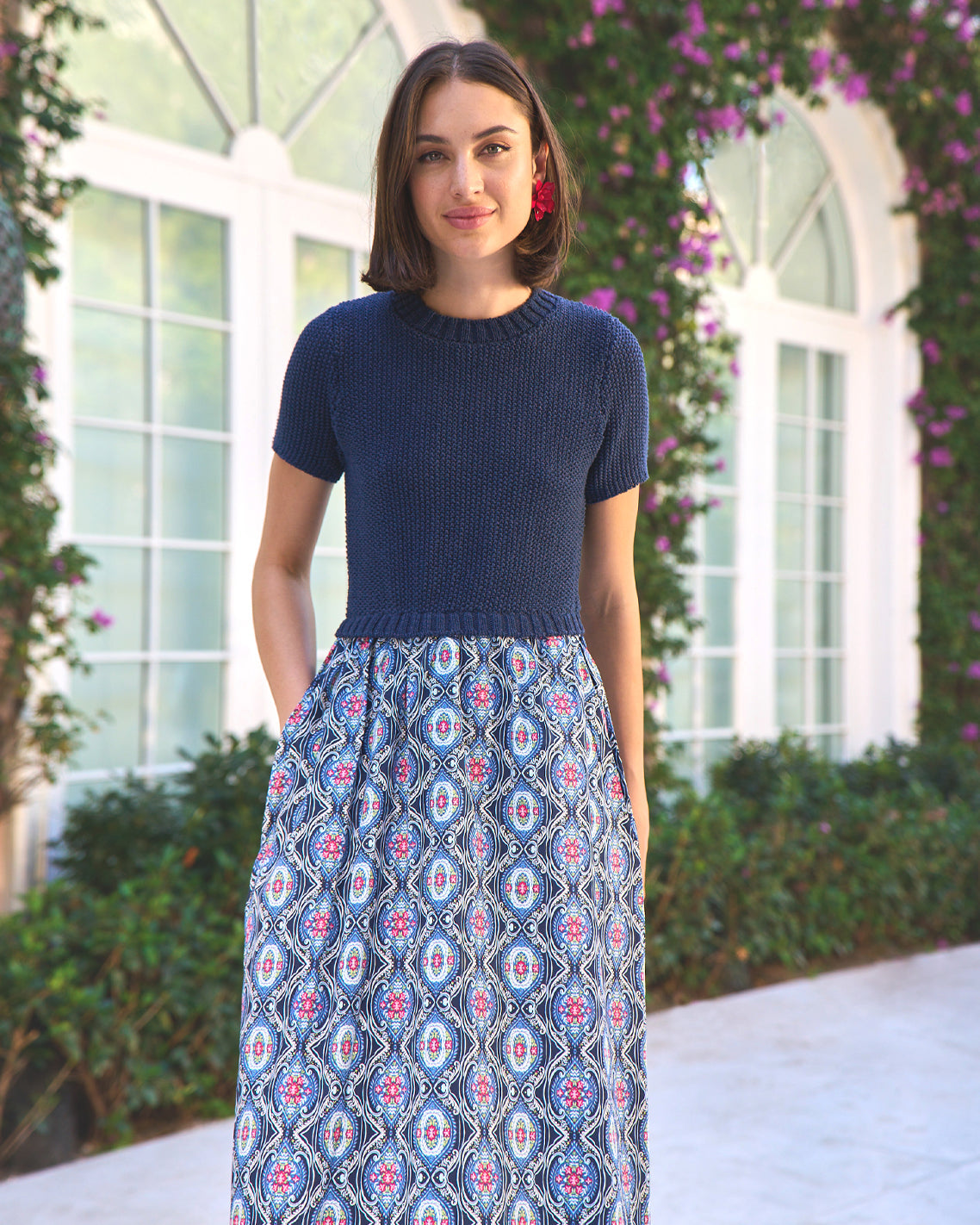 Chiara Mixed Media Midi Dress