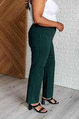 Hazel Blues® |  Magic Straight Pants in Hunter Green