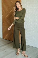 Hazel Blues® |  Magic Wide Leg Crop Pants in Olive