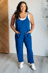 Hazel Blues® |  Totally Me Spaghetti Strap Jumpsuit in Light Navy