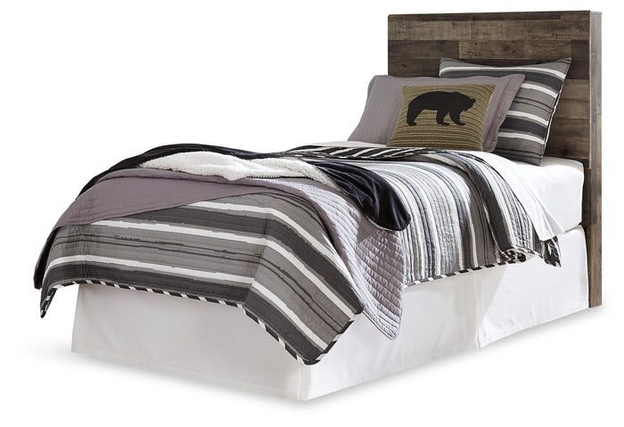Ashley Furniture - Derekson Twin Panel Headboard - Grey - Dark Gray Wood - Headboards