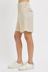 Hazel Blues® |  RISEN High Rise Pleated Front Shorts