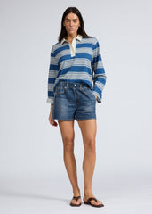 Miramar Terry Track Short in Carnation Stripe