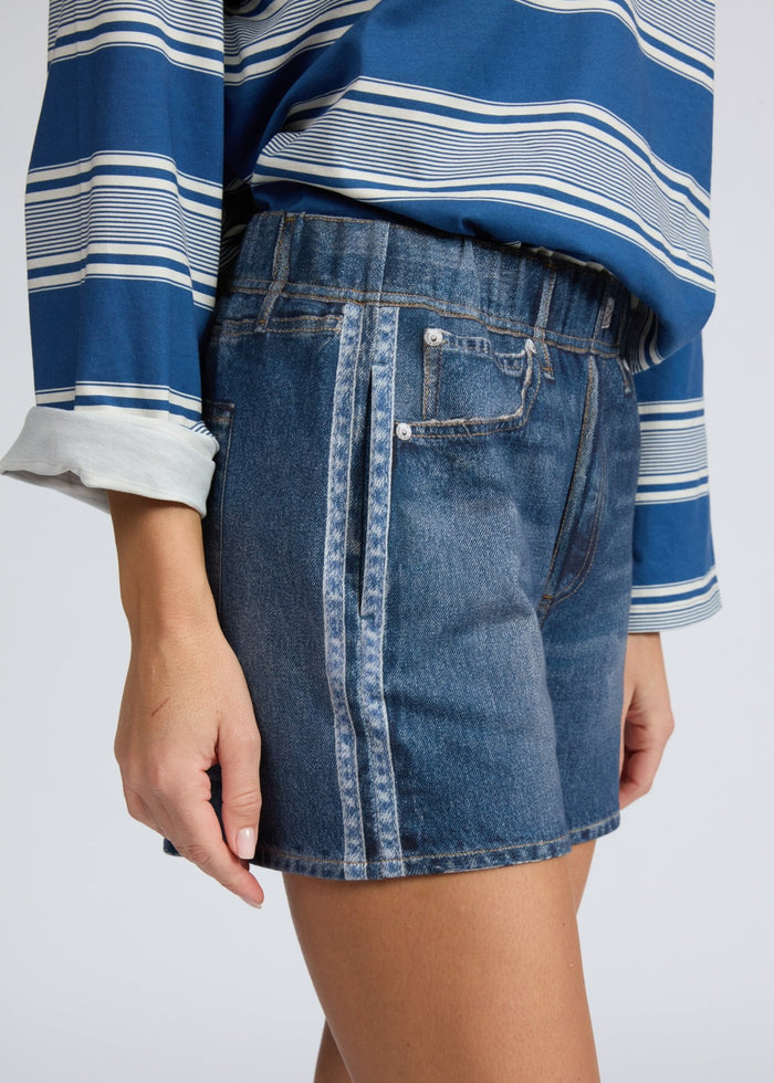 Miramar Terry Track Short in Carnation Stripe