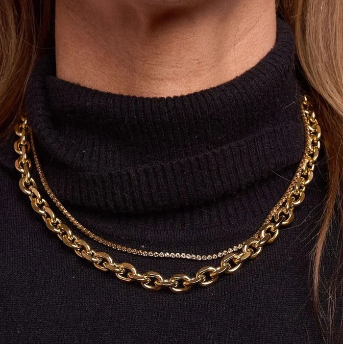 Nikki Smith Designs Mocha Micro Tennis Necklace, Gold