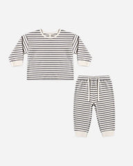 Quincy Mae Cozy Set, Slate Stripe