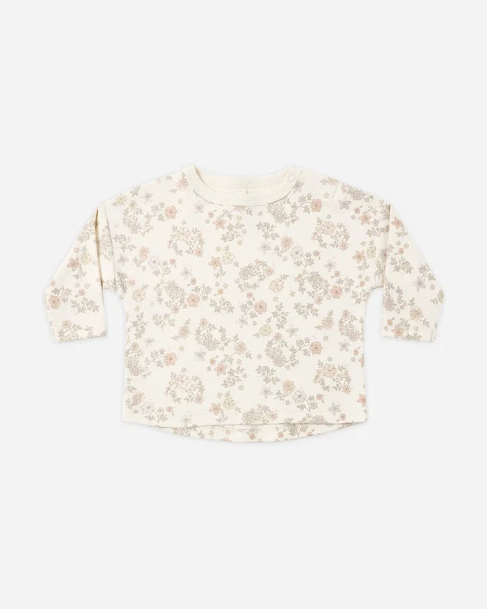 Quincy Mae Long Sleeve Tee + Drawstring Pant, Floral Vine
