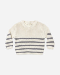 Quincy Mae Rex Sweater, Slate Stripe