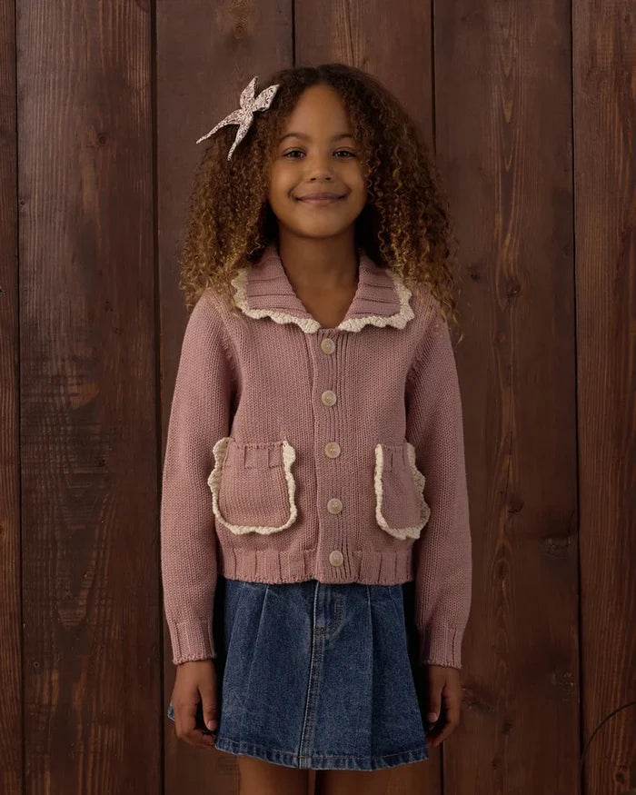 Rylee + Cru Collared Cardigan, Rosewood