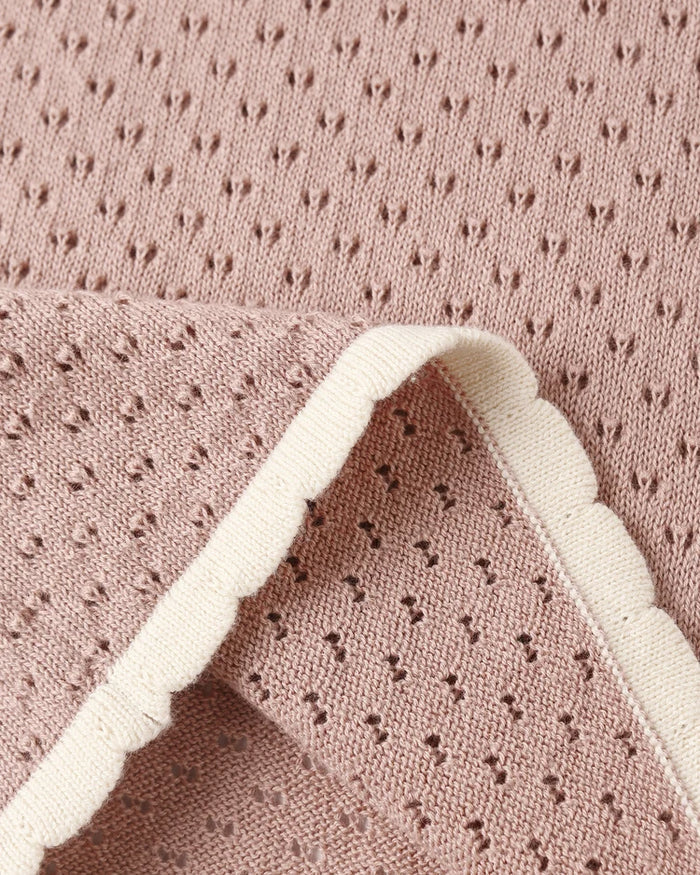 Rylee + Cru Pointelle Collared Top and Knit Pant, Rosewood