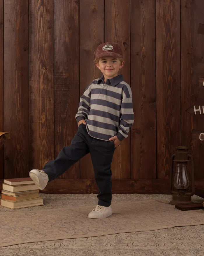 Rylee + Cru Rugby Polo, Sage Stripe
