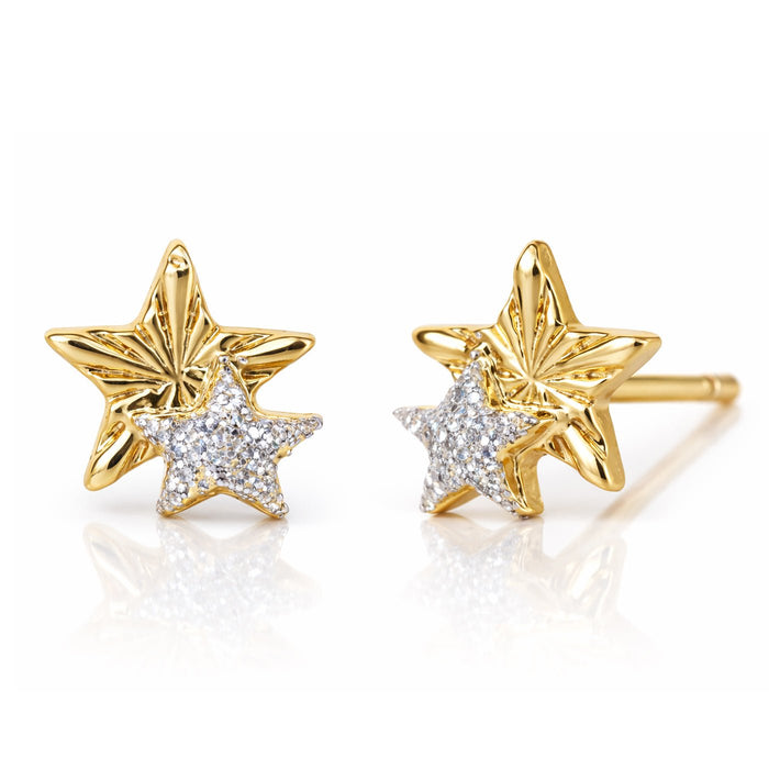Starburst and Sparkle Star Studs in Gold