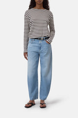 Striped Cotton Longsleeve in Mahagony Brown