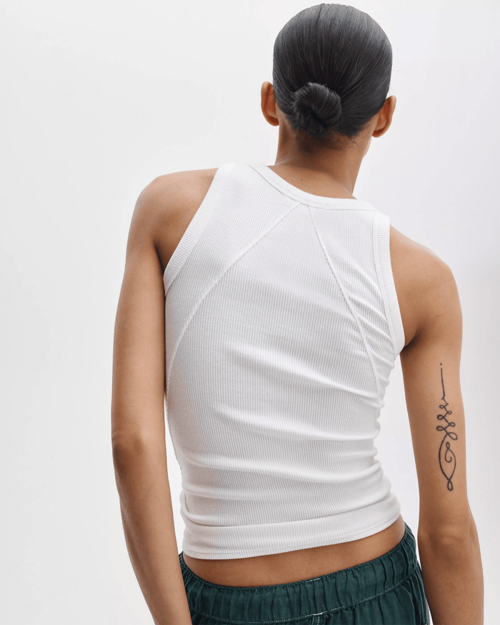 The Essential Rib Muscle Tank in White