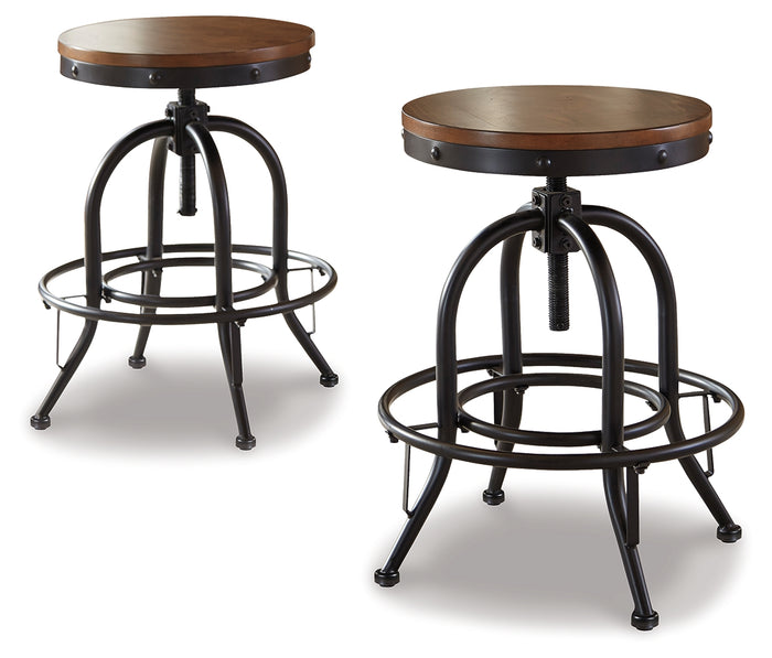 Ashley Furniture - Valebeck 24" Swivel Barstool - Brown - Dark Brown Wood|Metal - Stools