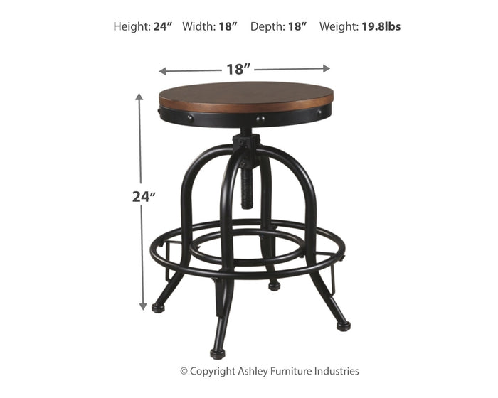 Ashley Furniture - Valebeck 24" Swivel Barstool - Brown - Dark Brown Wood|Metal - Stools - Additional View 3