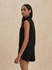 Varley Beau Sleeveless Half-Zip Sweat, Black
