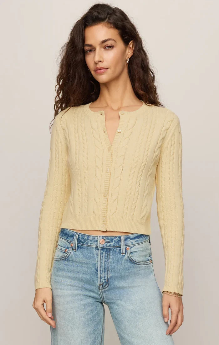 Z Supply Cera Long Sleeve Cardigan, Lemon Chiffon